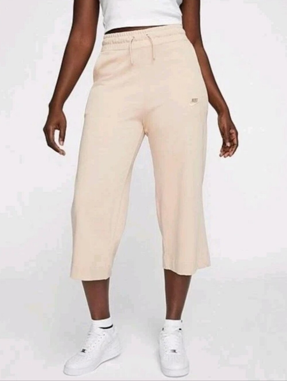 Nike Loose Fit Cropped Capri Wide Leg Sweat Pants XXL Blush Pink Drawstring Nwt